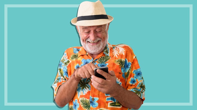 senior man on phone for visually impaired